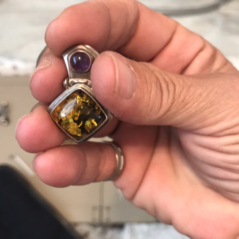 Butterscotch and amethyst pendant